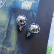 Vintage Jewelry TRIFARI 銀色調 小巧 小銀球 夾式耳環