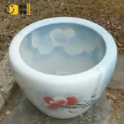 時尚家居 免運 特惠/附發票 魚缸 盆 水缸 陶瓷魚缸淺藍水缸養魚陽臺睡蓮荷花缸室外庭院陶瓷大缸魚缸大水缸工廠直銷 店長推薦 售後保障 全館折扣 5s722
