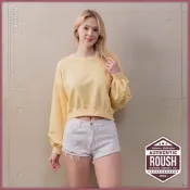 Roush 女生米蘭絨澎袖短版大學Tee(韓國製)(237005218)
