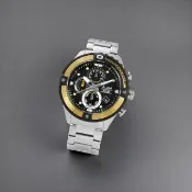 【ALBA】三眼計時 日期 防水100米 不鏽鋼手錶 黑金色 46mm(VD57-X071Y.AM3324X1)