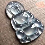 玻璃種冰透觀音翡翠吊墜緬甸天然a貨正品高冰種純淨菩薩掛件裸石