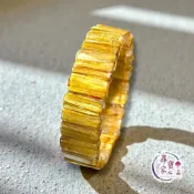 (店+)【尋寶家水晶】【A462-16.3】｜5A滿板鈦晶手排 16.3mm｜手圍18-18.5cm｜背面清透・金絲滿版強勢招財