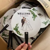 H的私人客製 客製化 婚禮布置 婚禮定製 結婚迎親中式法式婚禮定製PP扇子拍照團扇卡 通網紅婚禮婚扇