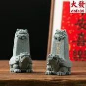 【優選嚴選】霸下石敢當 鎮宅石雕 家用書房擺件 青砂石古風雕刻龍龜馱碑 玄武擺件