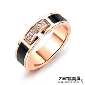 Z.MO鈦鋼屋 女性戒指 尾戒 水鑽戒指 白鋼戒指 鍍玫瑰金色 鍍黑色造型戒指 時尚簡約戒指 生日禮物【BKS589】