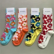Marimekko芬蘭花朵彩色襪子中高筒小眾棉襪