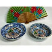 老日本明治年 古伊萬里燒 染錦金彩瓷菓子鉢+瓷盤/收藏/日本製/限量出清