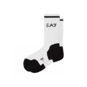 (店+)【EMPORIO ARMANI】阿瑪尼 EA7 SS24 字母Logo提花休閒中筒襪 男女同款 1雙裝 白色