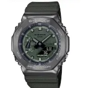 CASIO 卡西歐 G-SHOCK 八角金屬殼雙顯手錶 綠面GM-2100B-3A