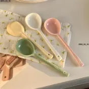 🔥實惠🔥韓國ins博主陶瓷勺子 高顏值家用喝湯勺 飯勺 泡麵螺螄粉湯勺 喝粥湯匙