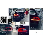 小亞車燈-新 HONDA CIVIC8 06-11年 K12 C型 光柱 透明殼黑底紅光條 流水方向燈 LED 尾燈