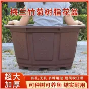 🔥【台灣熱賣】 八方來財樹脂八角盆仿紫砂色大花盆特大樹脂六角花盆塑膠盆批發