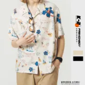 【K-2】夏日渡假風 花草 椰子樹 Old school 古巴襯衫 短袖襯衫 夏威夷 旅遊 襯衫 口袋襯衫【J1324】