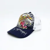 美國百分百【全新真品】Ed Hardy 帽子 配件 專櫃精品 ED 老虎 棒球帽 logo 深藍 DC16