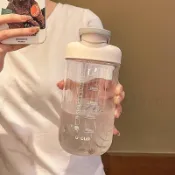臺灣出貨新款水杯女生高顏值健身運動搖搖杯夏天帶刻度杯子學生便攜水壺