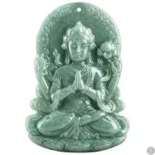 【現貨可票天然貨翡翠豆種四臂觀音掛件玉石蓮花墜玉佩南是尚宋禮項鏈是路添是集權抬罪得網