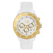 Ice Watch 三眼計時活力系列 金錶面 40mm CH-白色編織矽膠手錶