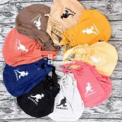 【豬豬老闆】KANGOL 袋鼠 黑 米白 深藍 大LOGO 帆布 抽繩 水桶包 側背包 帆布袋 手提 小包 9色