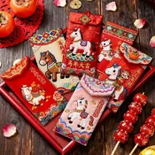 🔥臺灣出貨🔥爆款2026馬年仿平面刺繡卡通福馬紅包春節創意壓歲拜年利是封