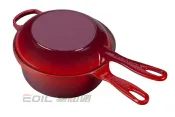 易生活ELiving Le Creuset 鑄鐵醬汁、烤盤兩用鍋 22cm 櫻桃紅