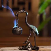 【茶王商店】小仙鶴香爐 重量95g 嘴巴有小吊爐 頸部可放盤香 底部可插線香 吊爐 仙鶴吊爐 仙鶴香爐 盤香爐