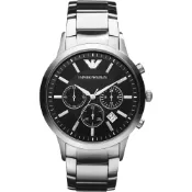 Emporio Armani Classic 王者時尚家三眼計時腕錶 送禮首選-黑x銀/43mm AR2434 學生錶