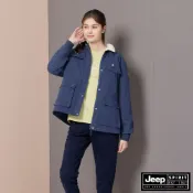 JEEP 女裝 美式立領鋪棉軍裝外套-藍色