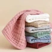 (店+)【Baby 童衣】純色六層紗布毛巾 純棉柔軟嬰兒洗臉巾 寶寶手帕泡泡紗長方巾 拍嗝巾口水巾 幼稚園擦臉巾 11889
