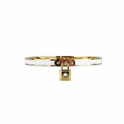 【KATE SPADE】經典New York鎖扣設計手環(白x金)