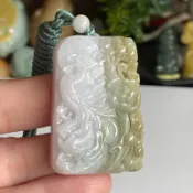 緬甸玉a貨翡紫羅蘭春彩鳳凰鳳牌玉佩掛件E118