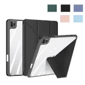 【YOLU】iPad Pro 11吋 2024 變形金剛內置筆槽平板皮套 智慧休眠喚醒保護套 亞克力多折支架散熱保護殼