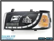 《晟鑫》全新 高品質 VW T4 長軸燈 一體式 大燈 GP VR6 類R8 LED燈眉 黑框 魚眼 頭燈一組