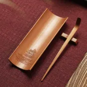 古詩精刻竹茶則 碳化竹賞茶荷 單片可選 / 三件套 四大名樓文藝茶道配件