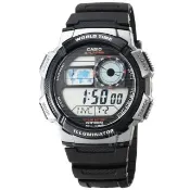 【CASIO 卡西歐】日系卡西歐多時區鬧鈴電子錶-黑(AE-1000W-1B 公司貨)