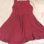 歐洲西班牙品牌lefties酒紅色刺繡鏤空露背無袖洋裝