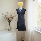 *♡*正韓Est/黑灰拼色/毛料針織拼接合身洋裝/M/近新/二手衣《Anna的百寶箱》