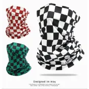 🏍️現貨🏍️騎行超帥黑白格子 棋盤格涼感面罩魔術頭巾無縫遮陽遮口鼻防曬 黑白 紅白 綠黑 藍黑 哈雷重機公路車越野車