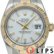 【DOKODEMO】勞力士 Datejust 26 女士腕錶，鑲鑽錶圈，已翻新，Datejust 26 179313 (D淨化草本)，帶原裝錶盒、保修卡，K18YG/SS 錶殼，白色，拋光，2005 年，成色極佳 