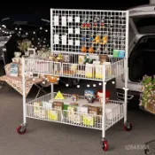 ✅免運 開發票✨擺攤小推車可折疊地攤冰粉花車壽司展示架夜市移動手推促銷萬能戶外展示售貨車 夜市攤位車 夜市擺攤車
