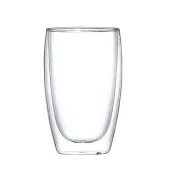 【HOME+】雙層玻璃杯450ml 2入 保溫隔熱 防燙杯 咖啡杯 啤酒杯 透明杯 蛋形杯 B-DG450(辦公杯 隔熱玻璃杯)