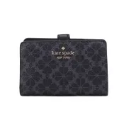 KATE SPADE 黑桃印花滿版對折釦式中夾(黑灰)