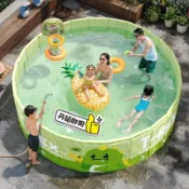 【宅配到家🚚】游泳池家用儿童免充气可折叠水池 家庭户外游泳桶 阳台圆形支架泳池 兒童泳池 折疊泳池 泳池免充氣