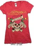 Ed Hardy 女短袖 T 恤 Love Kills 愛心骷顱 彩鑽設計 刺青潮牌 紅色 XS 【以靡 imy88】