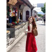 (店+)吊帶長裙女生背心裙顯瘦休閒晚宴會時尚禮服女裝長裙子洋裝連身連衣裙