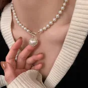 Love吊墜珠子項鍊,女士時尚簡約氣質項鍊