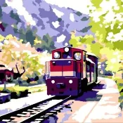 【ArtLife 藝術生活】DR170阿里山的小火車20*20CM(數字油畫 DIY DIY數字油畫 交換禮物 畫畫玩具)