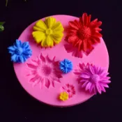 3D矽膠太陽花模具蛋糕裝飾巧克力糖果凍糖烘焙工具冰模手工皂模具香薰石膏模具蠟燭模具烘焙模具