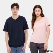 【Hang Ten】男女裝-經典純棉V領腳丫短袖T恤(多色選)