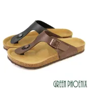 【GREEN PHOENIX 波兒德】男 T字夾腳拖鞋 台灣製 牛皮中底 人體工學BA-12215