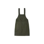 (店+)【CONVERSE】10023203-A01 APRON WOVEN 純色Logo時尚揹帶無袖洋裝 女款 軍綠色